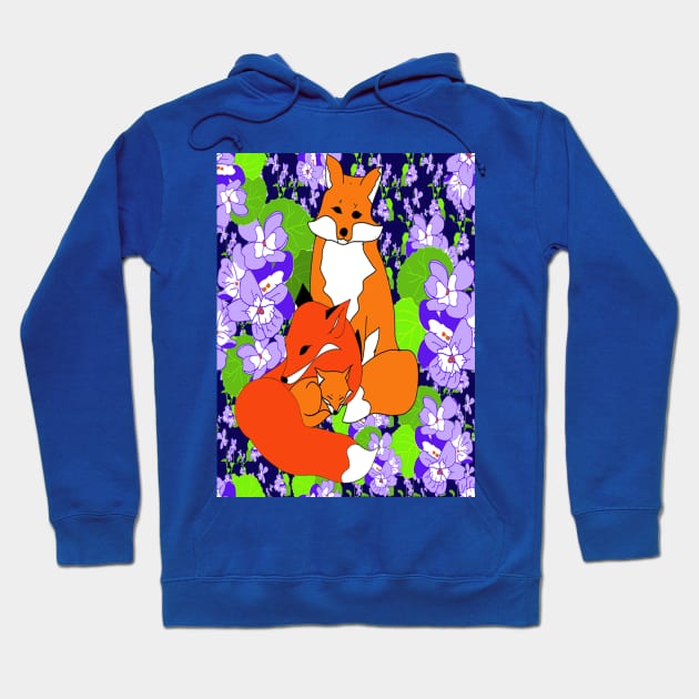 FOX FAMILY AND VIOLETS Hoodie by KRitters